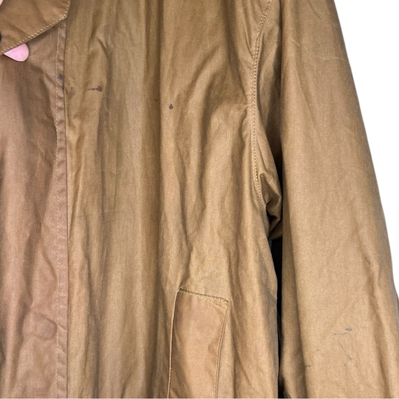 Vintage Castlebrooke Made in England Waxed Cotton Jacket Wool Blend Lining Sz L - Picture 3 of 9